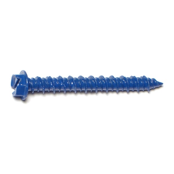 Midwest Fastener Masonry Screw, 3/16" Dia., Hex, 1 3/4 in L, Steel Blue Ruspert, 12 PK 63482 - main
